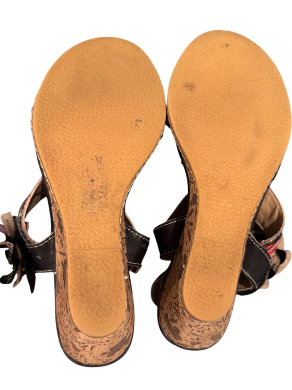 L’Artiste Spring Step LANDY-RDM Leather Floral Wedge Sandals EU 39 Women’s 8/8.5 - Picture 5 of 9